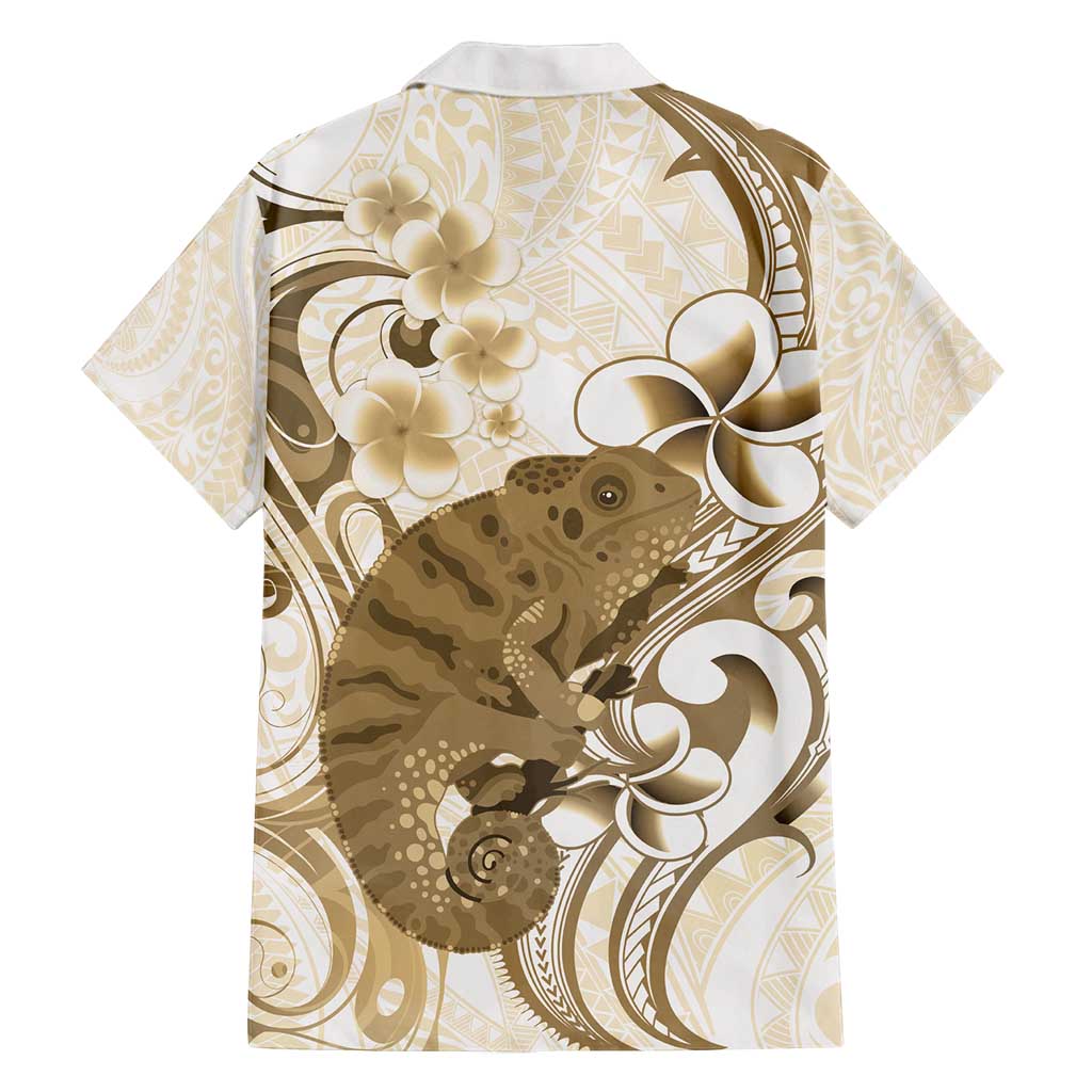 Brown And White Hawaii Chameleon Family Matching Long Sleeve Bodycon Dress and Hawaiian Shirt Plumeria Polynesian Tribal Art LT14 - Polynesian Pride