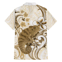 Brown And White Hawaii Chameleon Family Matching Long Sleeve Bodycon Dress and Hawaiian Shirt Plumeria Polynesian Tribal Art LT14 - Polynesian Pride