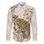 Brown And White Hawaii Chameleon Family Matching Long Sleeve Bodycon Dress and Hawaiian Shirt Plumeria Polynesian Tribal Art