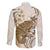 Brown And White Hawaii Chameleon Family Matching Long Sleeve Bodycon Dress and Hawaiian Shirt Plumeria Polynesian Tribal Art