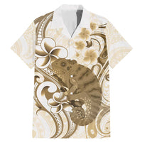 Brown And White Hawaii Chameleon Family Matching Mermaid Dress and Hawaiian Shirt Plumeria Polynesian Tribal Art