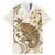 Brown And White Hawaii Chameleon Family Matching Mermaid Dress and Hawaiian Shirt Plumeria Polynesian Tribal Art