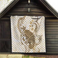 Brown And White Hawaii Chameleon Quilt Plumeria Polynesian Tribal Art