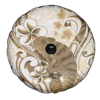 Brown And White Hawaii Chameleon Spare Tire Cover Plumeria Polynesian Tribal Art