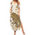 Brown And White Hawaii Chameleon Summer Maxi Dress Plumeria Polynesian Tribal Art