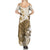 Brown And White Hawaii Chameleon Summer Maxi Dress Plumeria Polynesian Tribal Art