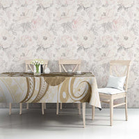 Brown And White Hawaii Chameleon Tablecloth Plumeria Polynesian Tribal Art