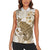 Brown And White Hawaii Chameleon Women Sleeveless Polo Shirt Plumeria Polynesian Tribal Art