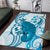 Cyan And White Hawaii Chameleon Area Rug Plumeria Polynesian Tribal Art