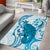 Cyan And White Hawaii Chameleon Area Rug Plumeria Polynesian Tribal Art