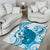 Cyan And White Hawaii Chameleon Area Rug Plumeria Polynesian Tribal Art