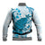 Cyan And White Hawaii Chameleon Baseball Jacket Plumeria Polynesian Tribal Art