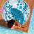 Cyan And White Hawaii Chameleon Beach Blanket Plumeria Polynesian Tribal Art