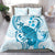 Cyan And White Hawaii Chameleon Bedding Set Plumeria Polynesian Tribal Art