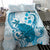 Cyan And White Hawaii Chameleon Bedding Set Plumeria Polynesian Tribal Art