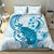 Cyan And White Hawaii Chameleon Bedding Set Plumeria Polynesian Tribal Art