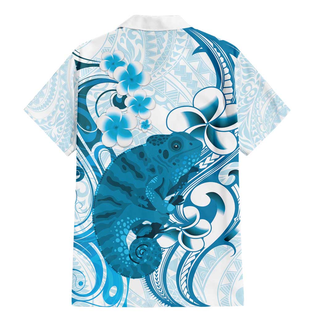 Cyan And White Hawaii Chameleon Family Matching Mermaid Dress and Hawaiian Shirt Plumeria Polynesian Tribal Art LT14 - Polynesian Pride