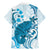 Cyan And White Hawaii Chameleon Family Matching Mermaid Dress and Hawaiian Shirt Plumeria Polynesian Tribal Art