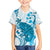 Cyan And White Hawaii Chameleon Family Matching Puletasi and Hawaiian Shirt Plumeria Polynesian Tribal Art