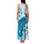 Cyan And White Hawaii Chameleon Family Matching Tank Maxi Dress and Hawaiian Shirt Plumeria Polynesian Tribal Art