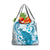 Cyan And White Hawaii Chameleon Grocery Bag Plumeria Polynesian Tribal Art