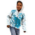 Cyan And White Hawaii Chameleon Kid Hoodie Plumeria Polynesian Tribal Art