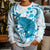 Cyan And White Hawaii Chameleon Kid Ugly Christmas Sweater Plumeria Polynesian Tribal Art