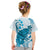 Cyan And White Hawaii Chameleon Kid T Shirt Plumeria Polynesian Tribal Art