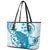 Cyan And White Hawaii Chameleon Leather Tote Bag Plumeria Polynesian Tribal Art