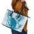 Cyan And White Hawaii Chameleon Leather Tote Bag Plumeria Polynesian Tribal Art