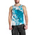 Cyan And White Hawaii Chameleon Men Tank Top Plumeria Polynesian Tribal Art