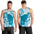 Cyan And White Hawaii Chameleon Men Tank Top Plumeria Polynesian Tribal Art