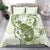 Green And White Hawaii Chameleon Bedding Set Plumeria Polynesian Tribal Art