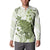 Green And White Hawaii Chameleon Button Sweatshirt Plumeria Polynesian Tribal Art