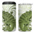 Green And White Hawaii Chameleon 4 in 1 Can Cooler Tumbler Plumeria Polynesian Tribal Art