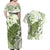 Green And White Hawaii Chameleon Couples Matching Off Shoulder Maxi Dress and Hawaiian Shirt Plumeria Polynesian Tribal Art