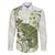 Green And White Hawaii Chameleon Family Matching Long Sleeve Bodycon Dress and Hawaiian Shirt Plumeria Polynesian Tribal Art