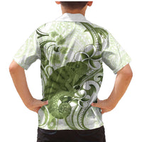 Green And White Hawaii Chameleon Family Matching Mermaid Dress and Hawaiian Shirt Plumeria Polynesian Tribal Art LT14 - Polynesian Pride