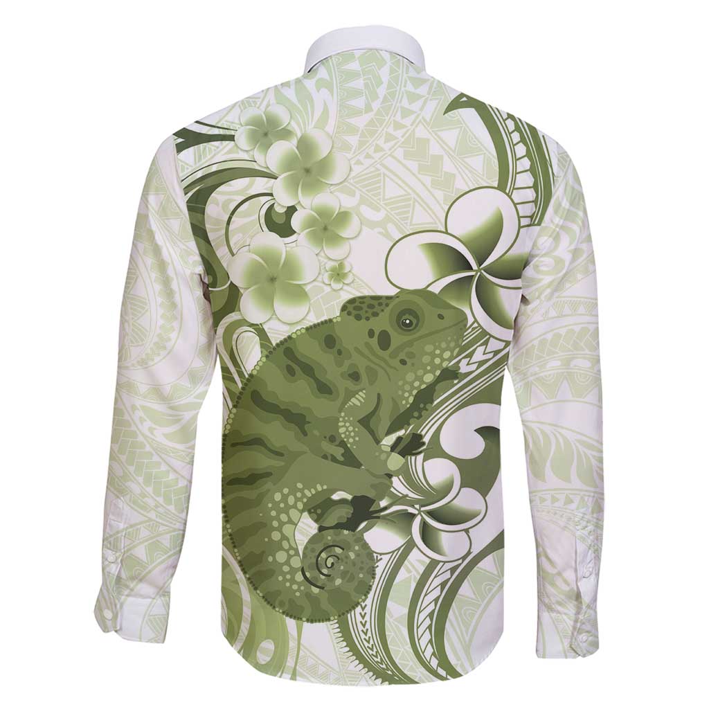 Green And White Hawaii Chameleon Family Matching Mermaid Dress and Hawaiian Shirt Plumeria Polynesian Tribal Art LT14 - Polynesian Pride