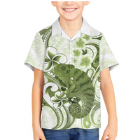 Green And White Hawaii Chameleon Family Matching Mermaid Dress and Hawaiian Shirt Plumeria Polynesian Tribal Art LT14 Son's Shirt Lime Green - Polynesian Pride