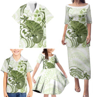 Green And White Hawaii Chameleon Family Matching Puletasi and Hawaiian Shirt Plumeria Polynesian Tribal Art LT14 - Polynesian Pride