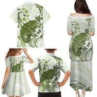 Green And White Hawaii Chameleon Family Matching Puletasi and Hawaiian Shirt Plumeria Polynesian Tribal Art LT14 - Polynesian Pride