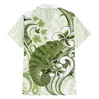 Green And White Hawaii Chameleon Family Matching Puletasi and Hawaiian Shirt Plumeria Polynesian Tribal Art LT14 - Polynesian Pride