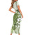 Green And White Hawaii Chameleon Short Sleeve Bodycon Dress Plumeria Polynesian Tribal Art