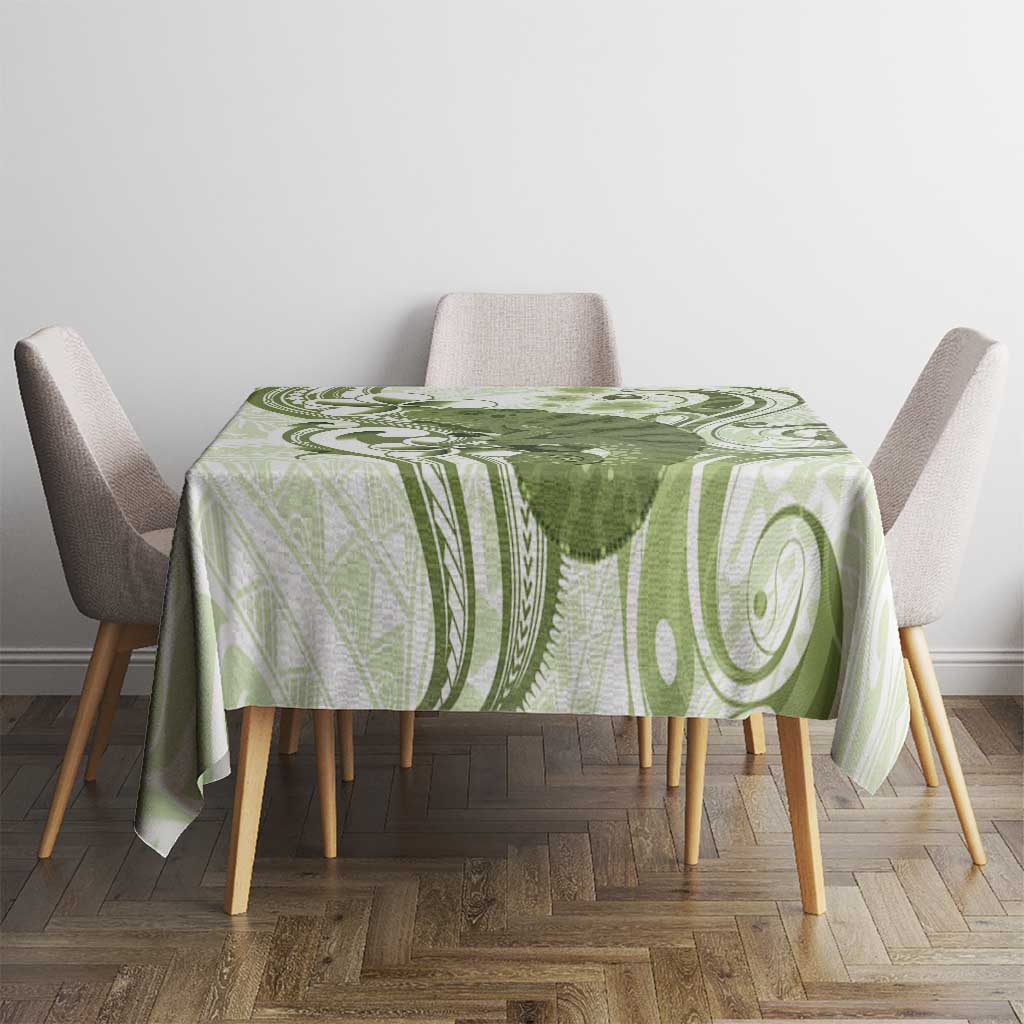 Green And White Hawaii Chameleon Tablecloth Plumeria Polynesian Tribal Art