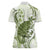 Green And White Hawaii Chameleon Women Polo Shirt Plumeria Polynesian Tribal Art