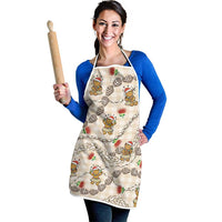 Beige Palaka Hawaii Mele Kalikimaka Apron Ohia Lehua Shell Leis Funny Gingerbread Santa - Polynesian Pride