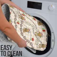 Beige Palaka Hawaii Mele Kalikimaka Bathroom Set Ohia Lehua Shell Leis Funny Gingerbread Santa - Polynesian Pride