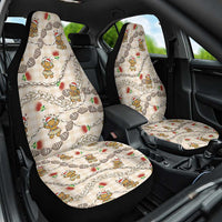 Beige Palaka Hawaii Mele Kalikimaka Car Seat Cover Ohia Lehua Shell Leis Funny Gingerbread Santa - Polynesian Pride
