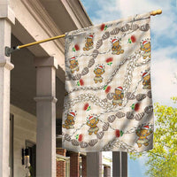 Beige Palaka Hawaii Mele Kalikimaka Garden Flag Ohia Lehua Shell Leis Funny Gingerbread Santa - Polynesian Pride